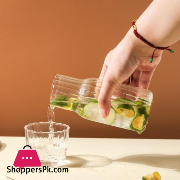 1 Set Bedside Water Carafe Glass Set Night Carafe with Tumbler Glass 600ml