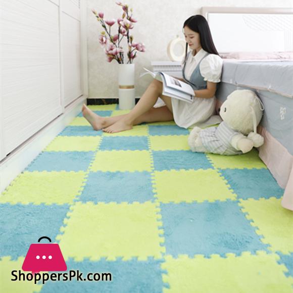 30X30Cm Kids Carpet Foam Puzzle Mat EVA Shaggy Baby Eco Floor Square Stitching Velvet Mat For Living Room Decor Floor Mats - 10Pcs