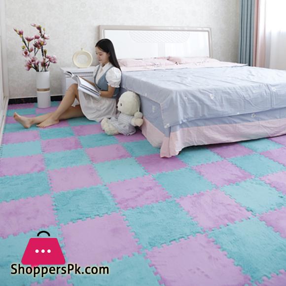 30X30Cm Kids Carpet Foam Puzzle Mat EVA Shaggy Baby Eco Floor Square Stitching Velvet Mat For Living Room Decor Floor Mats - 10Pcs