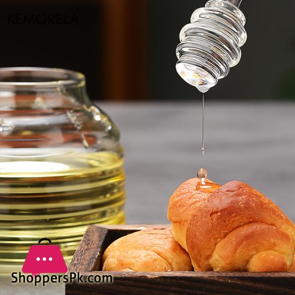 Glass Honeycomb Tank Honey Storage Container with Dipper and Lid Honey Bottle