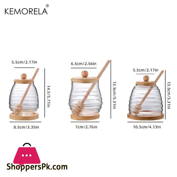 Glass Honeycomb Tank Honey Storage Container with Dipper and Lid Honey Bottle
