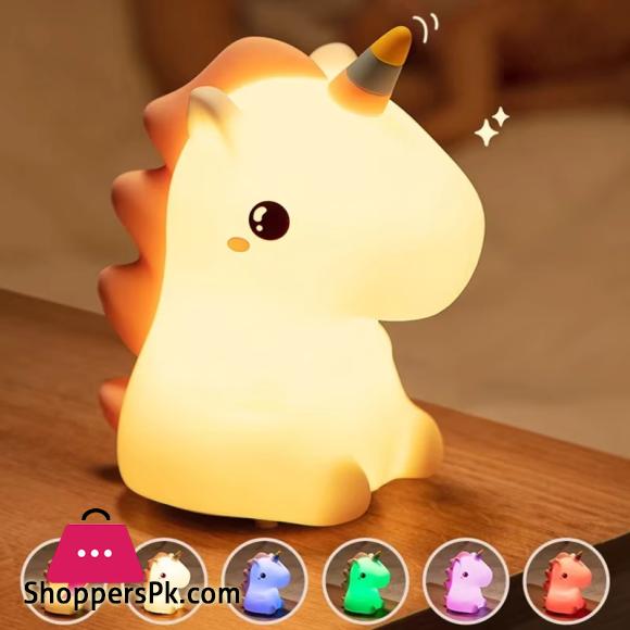 Unicorn Cute Silicone LED Night Light For Kids Children USB Rechargeable Lamp
