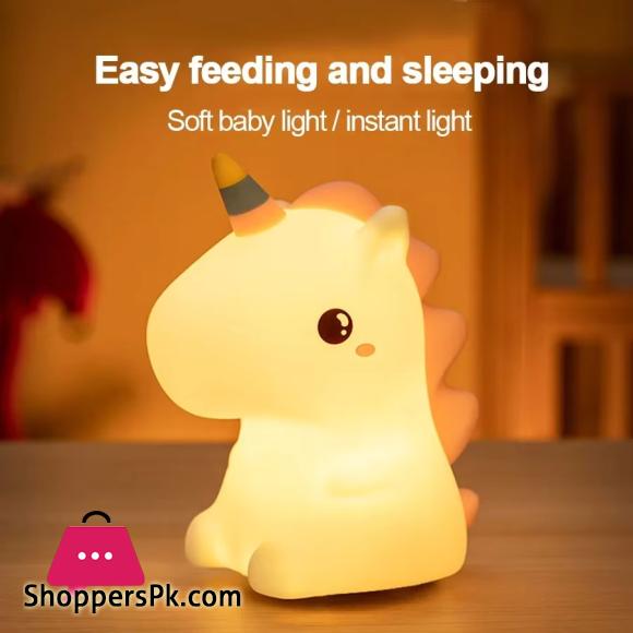 Unicorn Cute Silicone LED Night Light For Kids Children USB Rechargeable Lamp