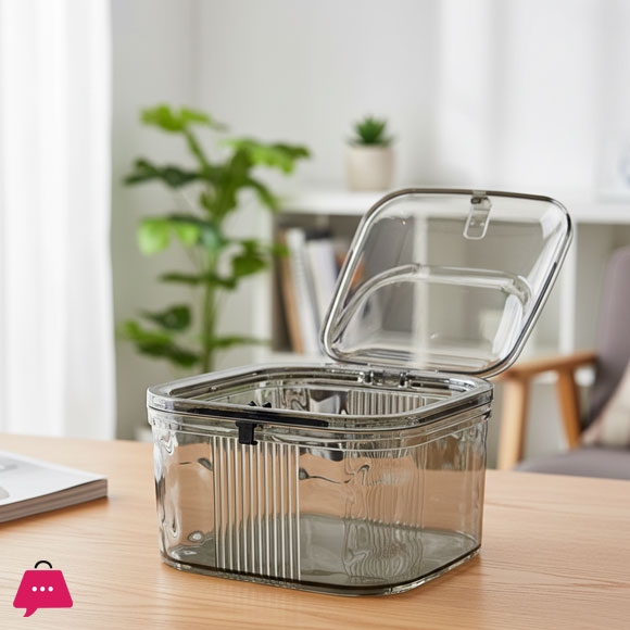 Acrylic Push Box with Lid Clear Storage Container