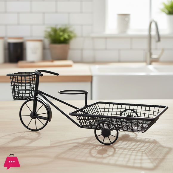 Bicycle-Shaped French Fries & Snack Serving Basket Iron Cycle Design Tray for Chips for Cafes, Restaurants & Home Use