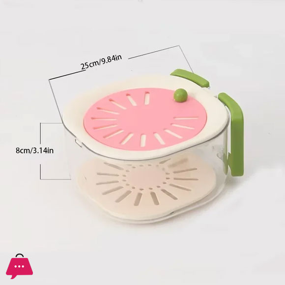 Dust-Proof Fruit Drainer Basket Hidden Folding Handle Drain Switch Expandable 2-In-1
