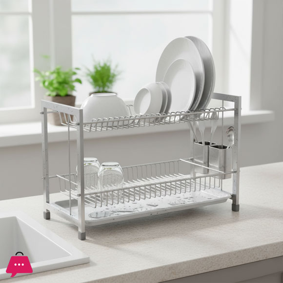 Elegant 2 Layer Plate Rack White ESS9916