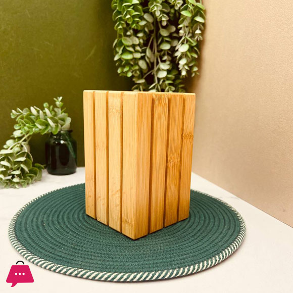 Elegant Wood Square Spoon Holder