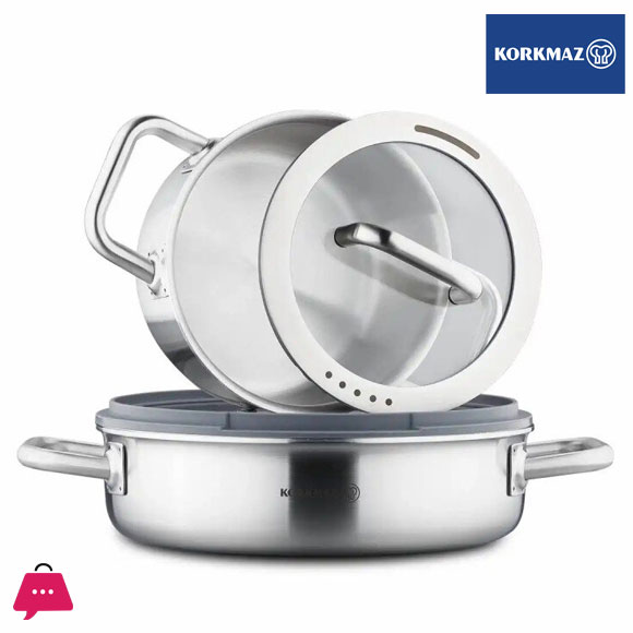 Korkmaz Aura Stainless Steel Cookware Set 8 Pcs