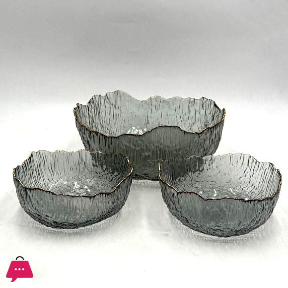 Premium Ripple-Edge Glass Bowl Fruit Set (7 Pieces)