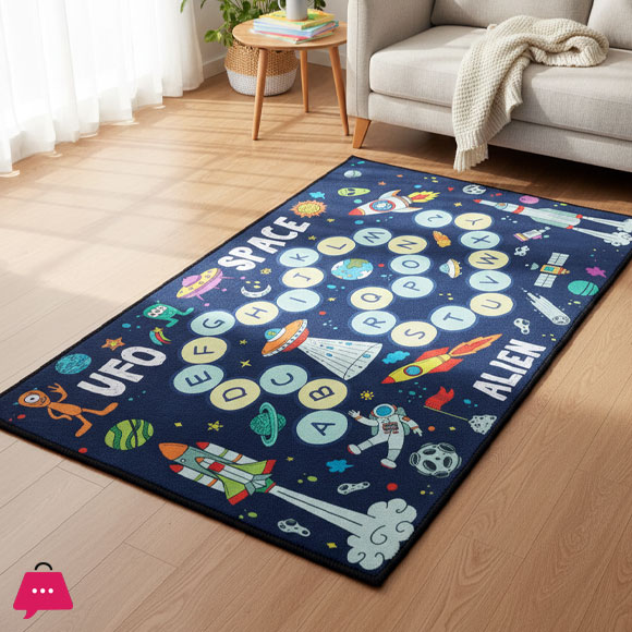 Space Pattern Play Mat Large Area Carpet Bedroom Playroom Floor Mat Perfect for Classroom Fun Educational Non Slip Activity Floor Mat