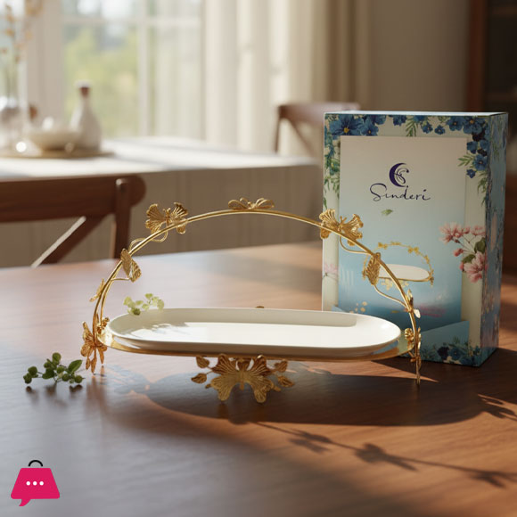 Sundri Gold Oval Serving Platter Fruit Plate
