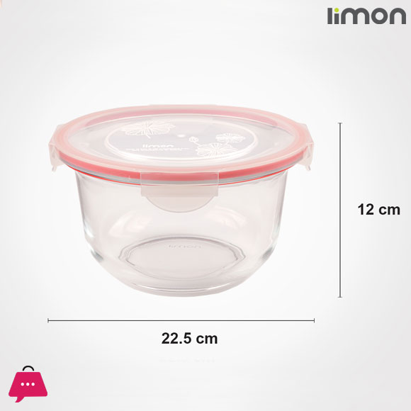 Limon Round Glass Bowl With Lid