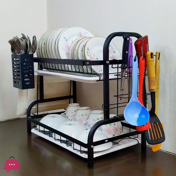 2-3 Tier Dish Rack Utensil and Plate Holder Adjustable and Durable Kitchen Storage Solution