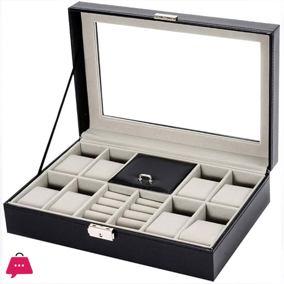 2 In 1 8 Watch Box Grids + 3 Mixed Grids PU Leather Watch Case Organizer Box Luxury Jewelry Ring Display Watch Boxes