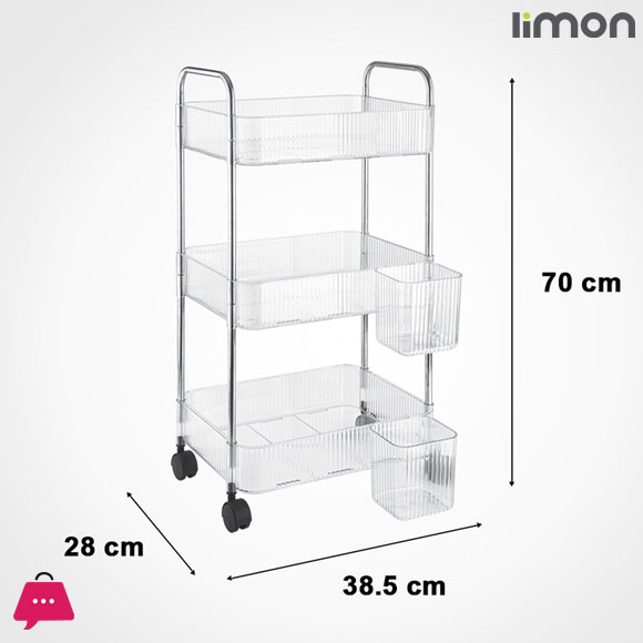 Limon 3 & 4 Tier Clear Acrylic Smart Trolley