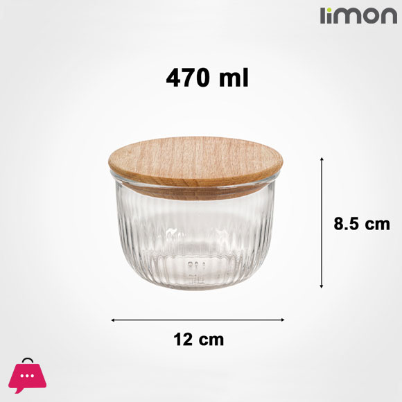 Limon Round Glass Bowl With Bamboo Lid Microwave Safe
