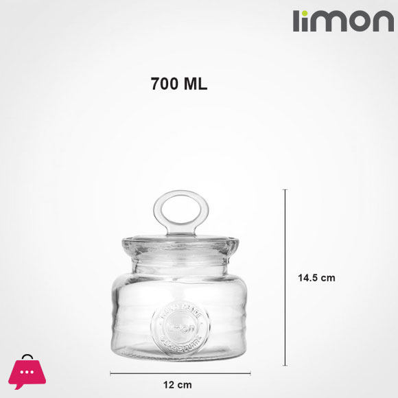 Limon Rustic Glass Jars Airtight Jars with Lids 1- Pcs Iran Made