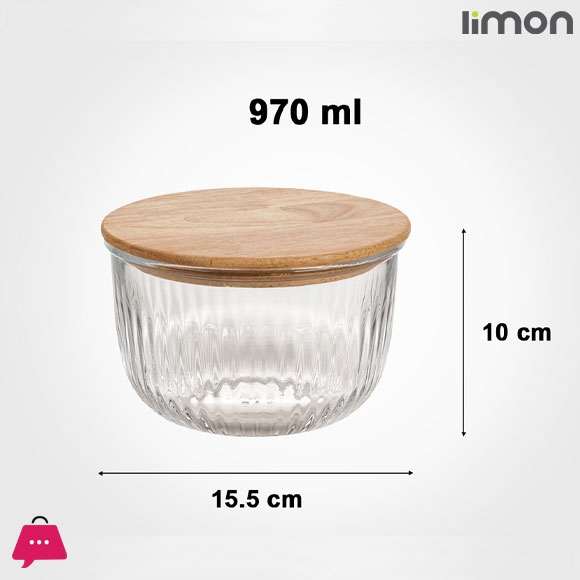 Limon Round Glass Bowl With Bamboo Lid Microwave Safe