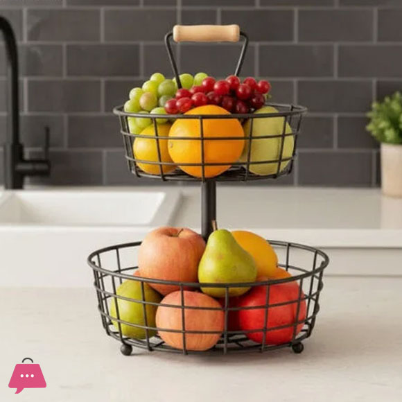 Binca Countertop Fruit Basket Bowl with Banana Hanger