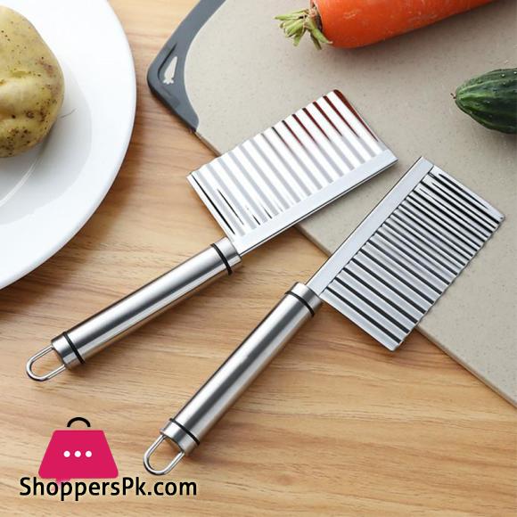Crinkle Fries Cutter Knife with Handle - Stainless Steel High Quality