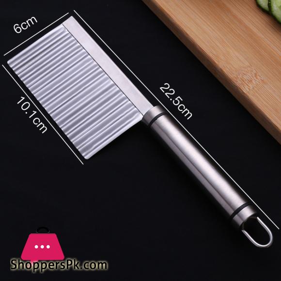 Crinkle Fries Cutter Knife with Handle - Stainless Steel High Quality