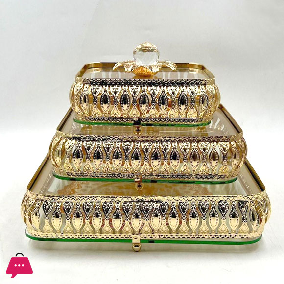 Luxury 3-Piece Sqaure Golden Bonbonniere Set