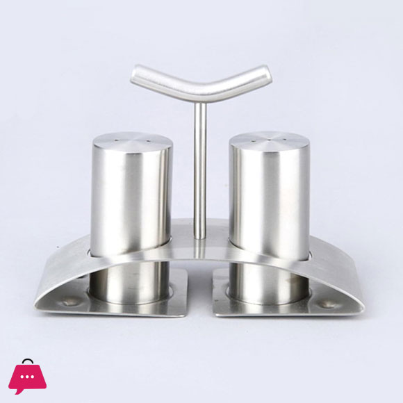 Modern Stainless Steel Salt and Pepper Shaker Set with Stand