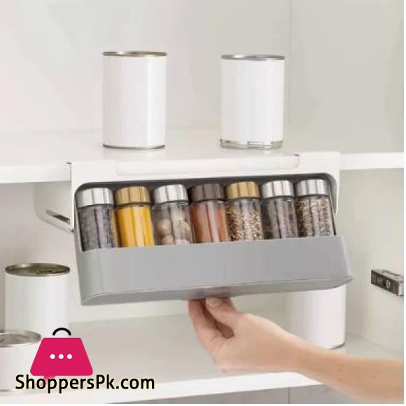 Under Shelf Spice Rack Drawer Spice Rack With 6 Seasoning Bottles