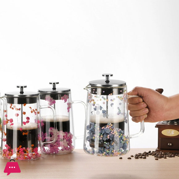 Double Wall French Press Coffee Maker Heat-Resistant Glass Teapot