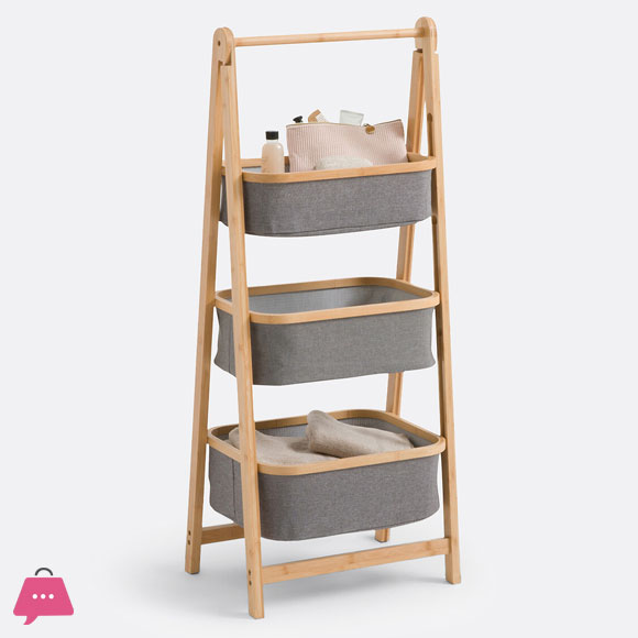 Folding Bamboo Two & Three-Tier Storage Basket