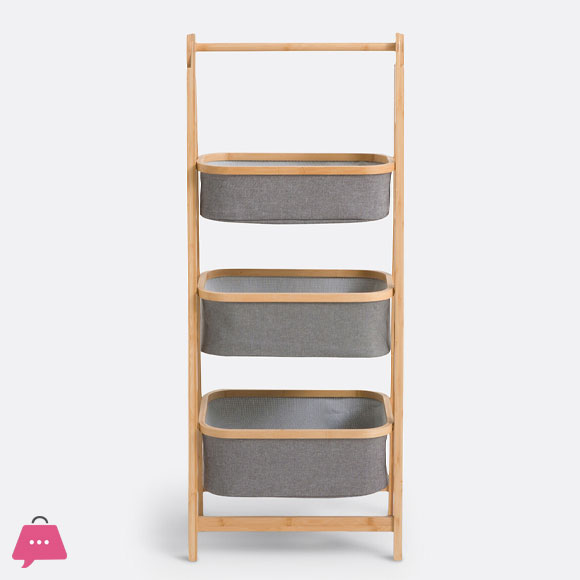 Folding Bamboo Two & Three-Tier Storage Basket
