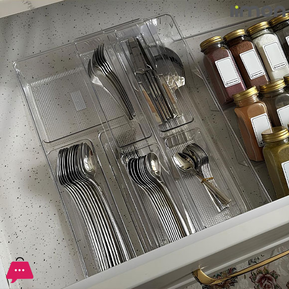Limon 2-Floor Transparent Plastic Double Cutlery Tray