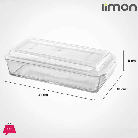 Limon Glass Baking Tray with Lid Rectangular Baking Dish 1.4 Liter - Iran Made