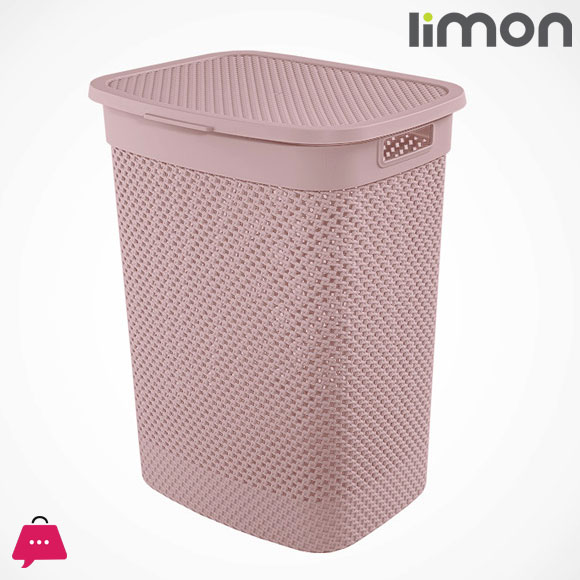 Limon High Laundry Basket with Lid Knit Design