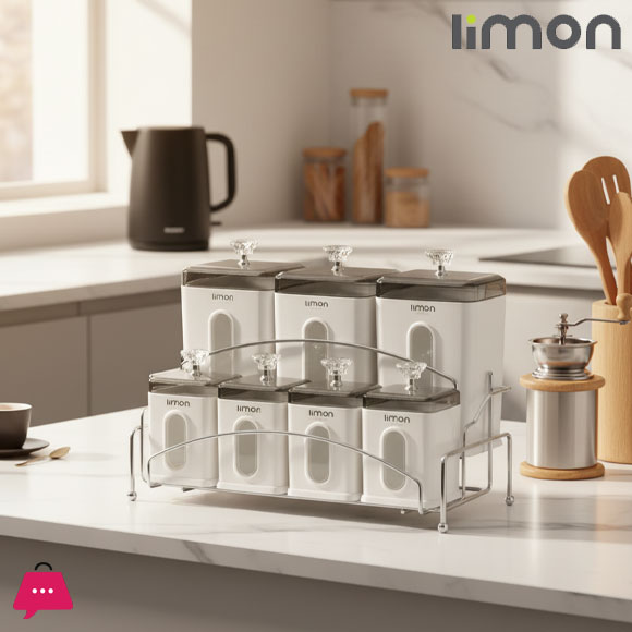 Limon Jar Set of 7 with Steel Rack Iran Made