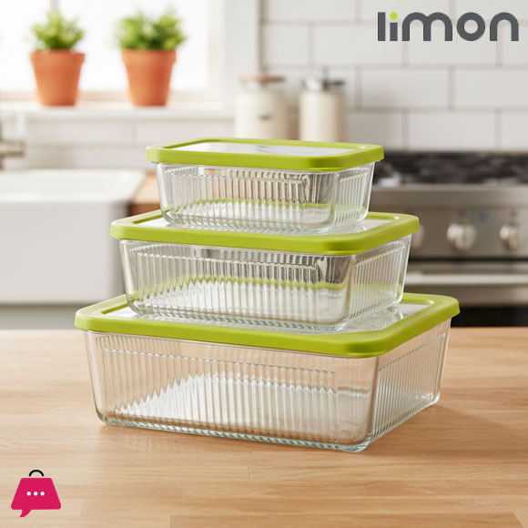 Limon Rectangle Glass Container Microwave and Oven Safe