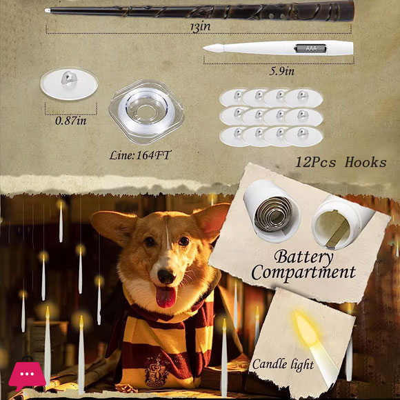 Magic Glowing Candles Set With Sensor Control Stick Flameless Flying Candle with LED Magic Wand