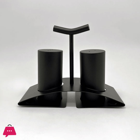 Modern Stainless Steel Salt and Pepper Shaker Set with Stand