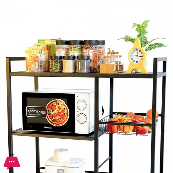 Multi-Layer Vegetable Basket Storage Rack Kitchen Shelving Floor to Floor Multifunctional Microwave Oven Rack Storage Shelf Rack
