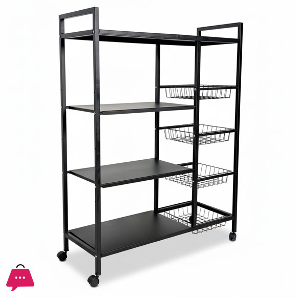 Multi-Layer Vegetable Basket Storage Rack Kitchen Shelving Floor to Floor Multifunctional Microwave Oven Rack Storage Shelf Rack