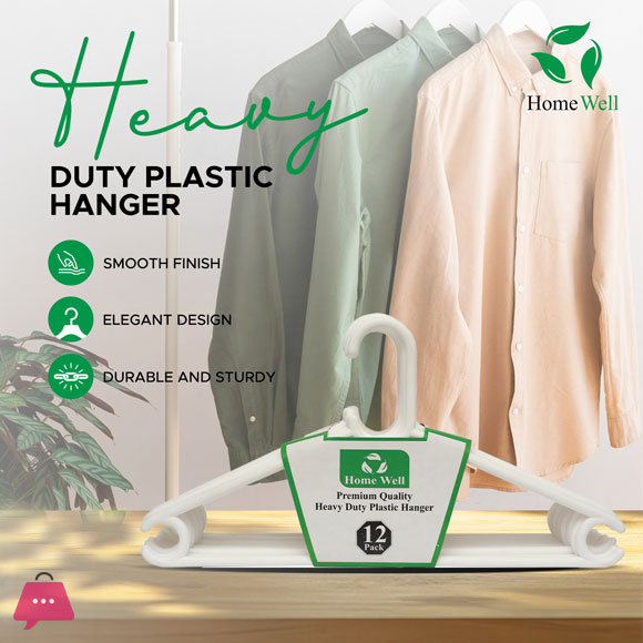 Pack of 12 Heavy-Duty Plastic Hangers Premium Quality Ultra-Durable Space-Saving Clothes Hangers