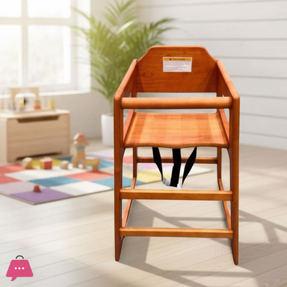 Premium Wooden Restaurant-Style Baby High Chair with Safety Belt