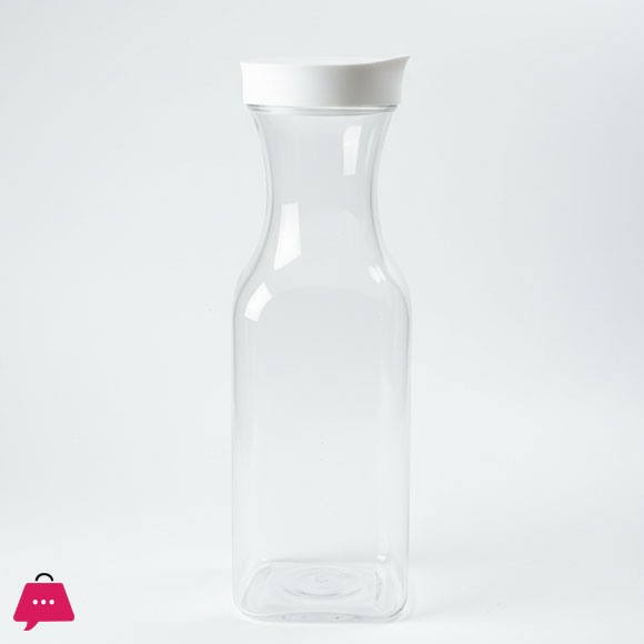 Square Carafes Plastic Juice Carafe with Lids 1 Ltr Water Bottle, Milk Container Clear Beverage Containers for Fridge