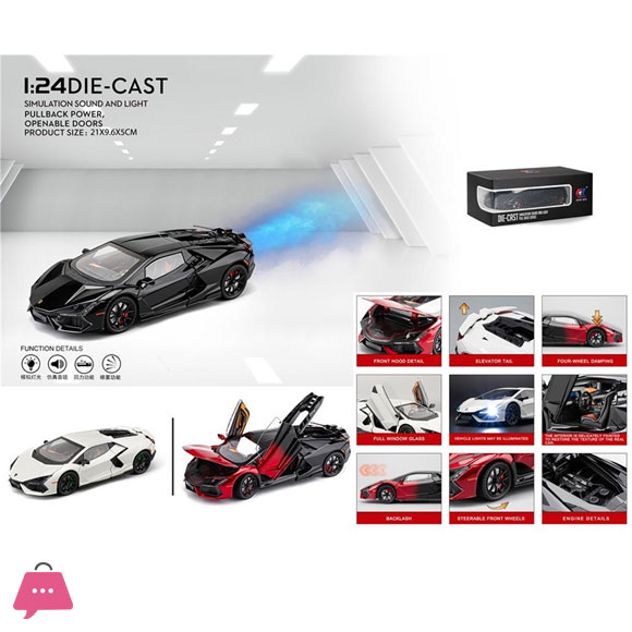 1:24 Lamborghini Revuelto Alloy Scale Car Model Diecast Metal Miniature Car Sound ＆ Light Collection