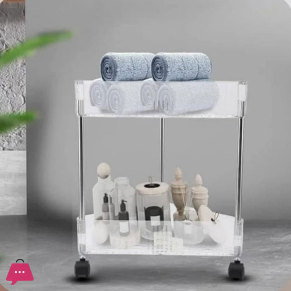 2 Tier Acrylic Triangle Storage Cart with 360° Swivel Wheels