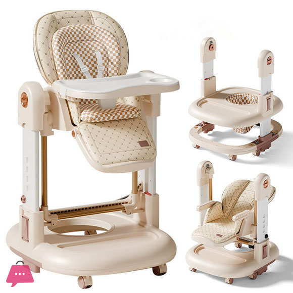 JOYOUS 3 in 1 Foldable Portable Multifunctional Adjustable Baby Feeding Dining High Chair Baby Walker Swing Rocker Eating Chair