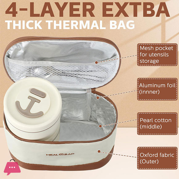 304 Stainless Steel Insulated Lunch Box Set Portable 4-Piece Adult Food Container with Thermal Bag for Food Packaging