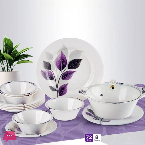 72-Piece Melamine Dinner Set for 8 Persons