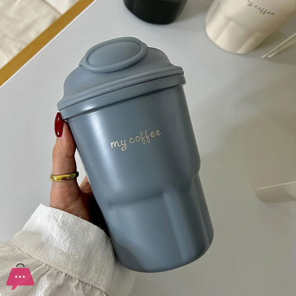 Cute Korean Coffee Cup Thermos With Straw Tumbler 450ml